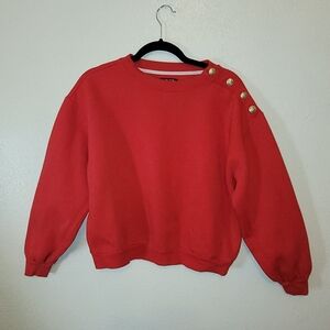 J. Crew Red Crewneck Sweater with Shoulder Buttons